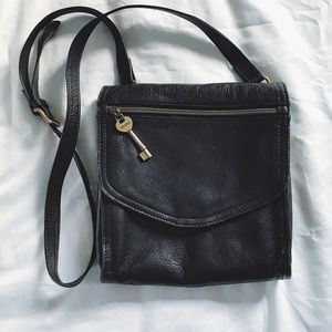Black genuine leather fossil purse